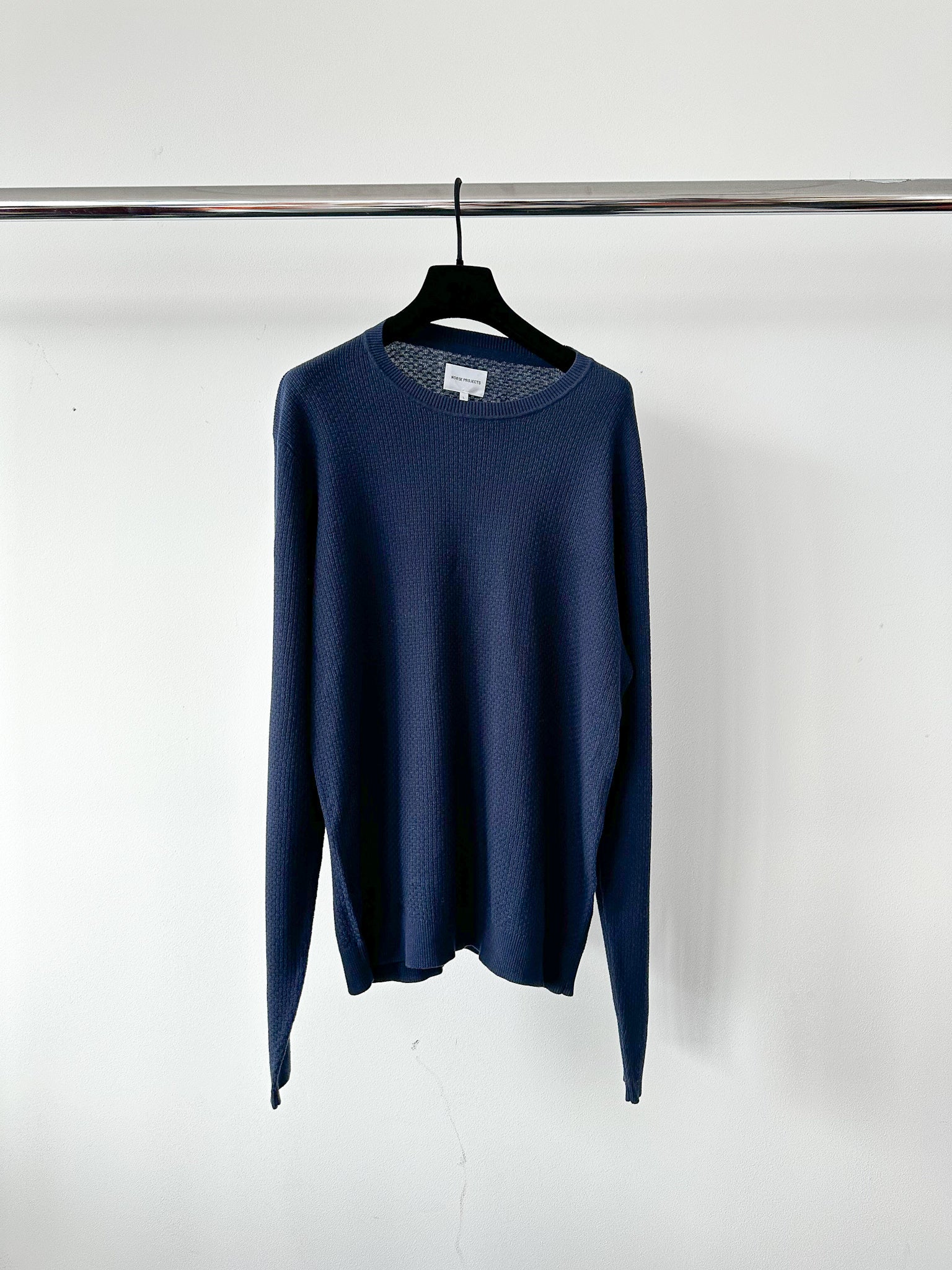 Norse Projects Sigfred Texture Cotton Navy Blue Jumper