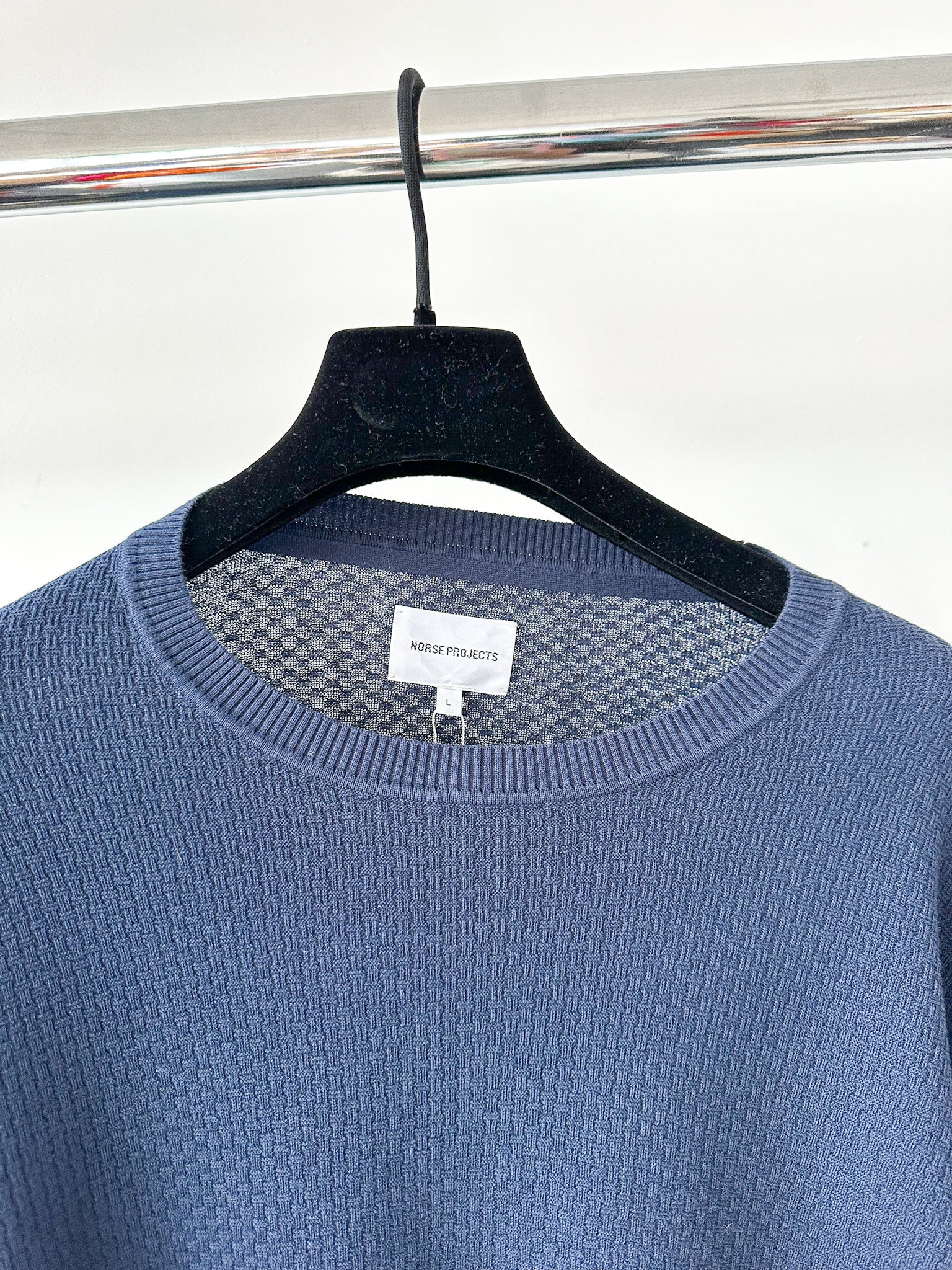 Norse Projects Sigfred Texture Cotton Navy Blue Jumper