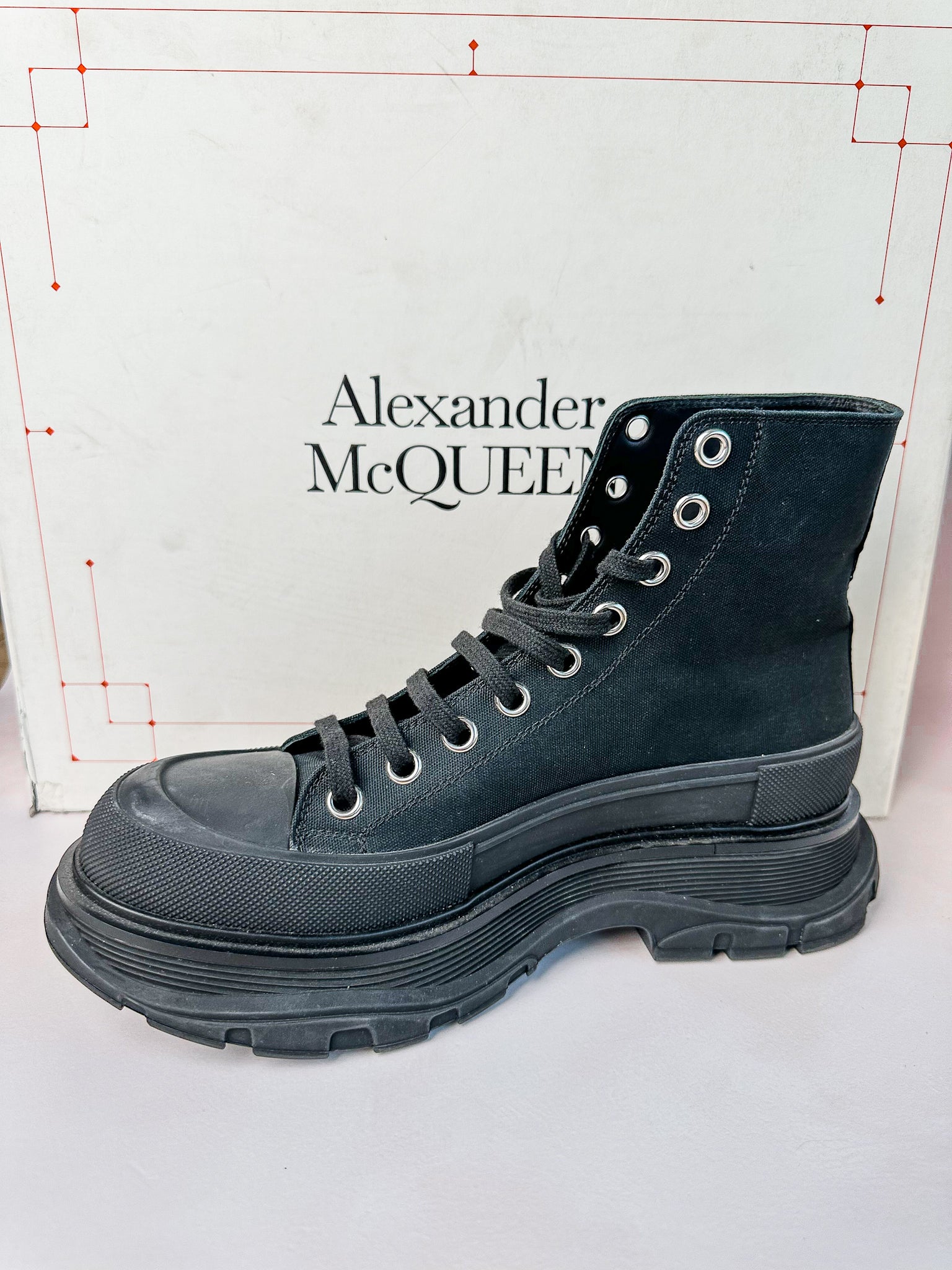 Alexander McQueen Black Alex Tread Slick Hi Sneaker Boots