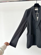 Folk Black Seersucker Cotton Blazer