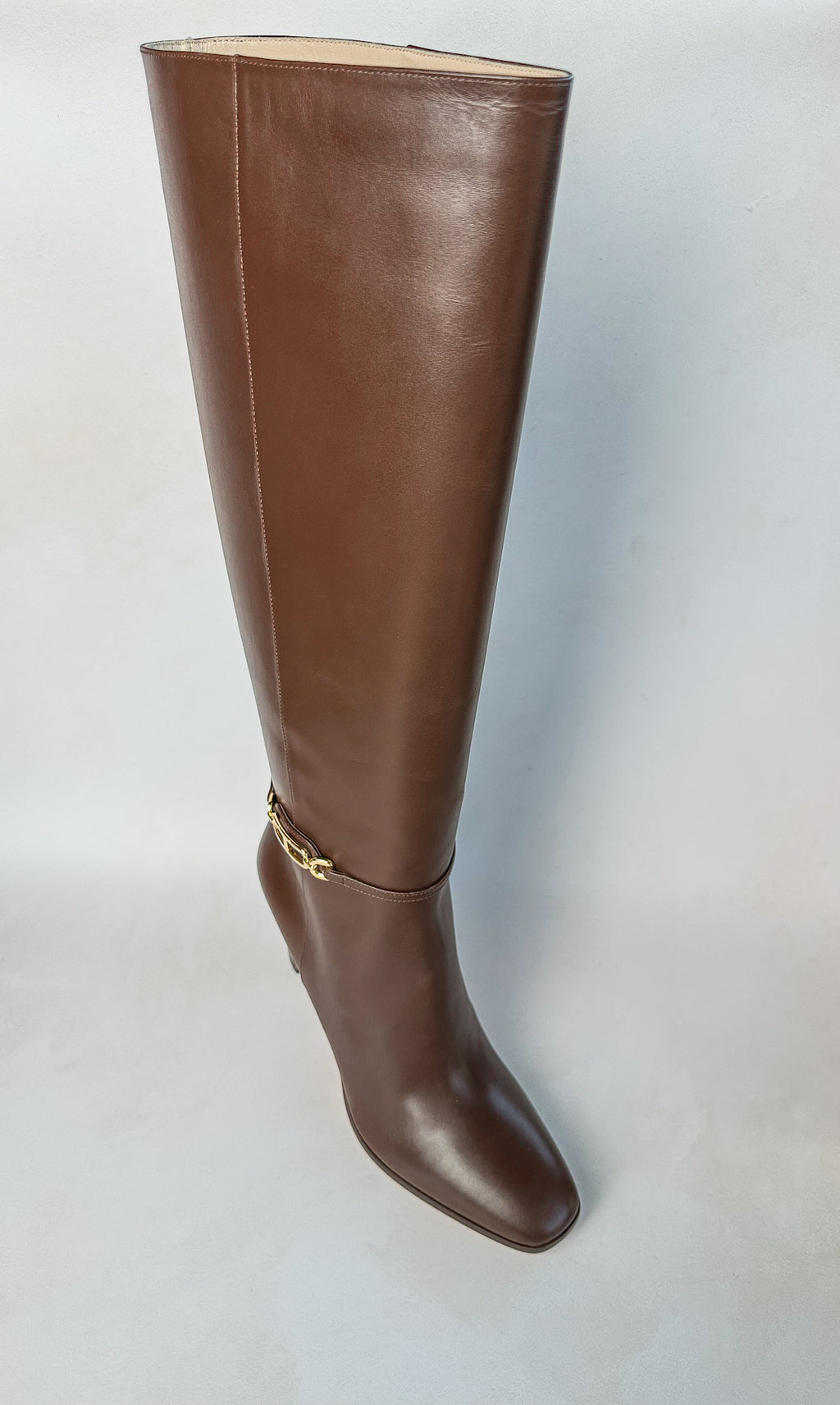 Tom Ford Brown Leather Horsebit Detail Calf Boots