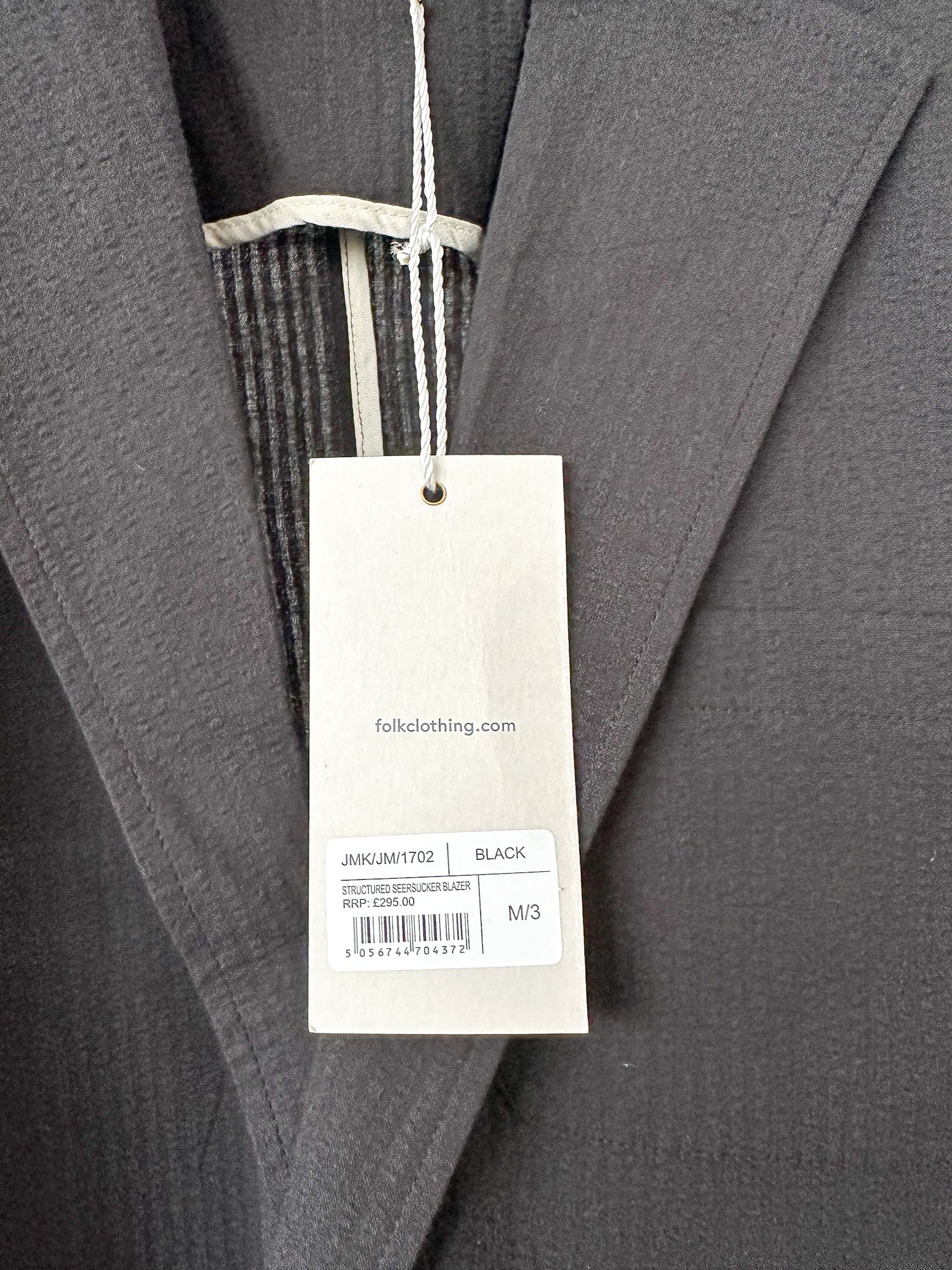 Folk Black Seersucker Cotton Blazer