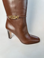 Tom Ford Brown Leather Horsebit Detail Calf Boots