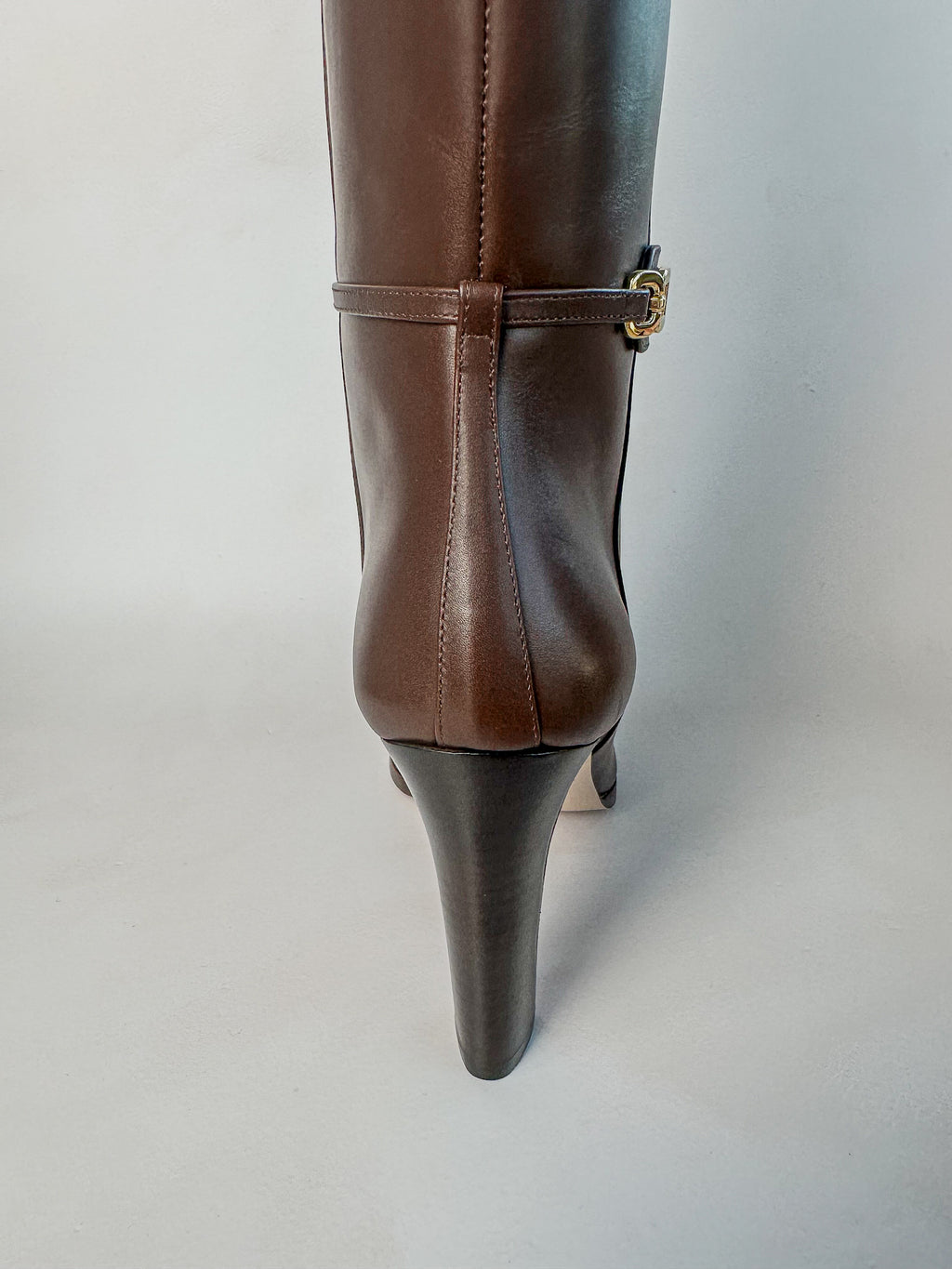 Tom Ford Brown Leather Horsebit Detail Calf Boots