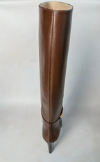 Tom Ford Brown Leather Horsebit Detail Calf Boots