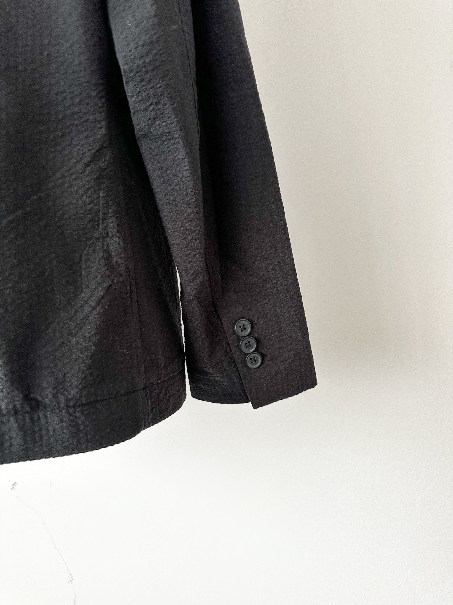 Folk Black Seersucker Cotton Blazer