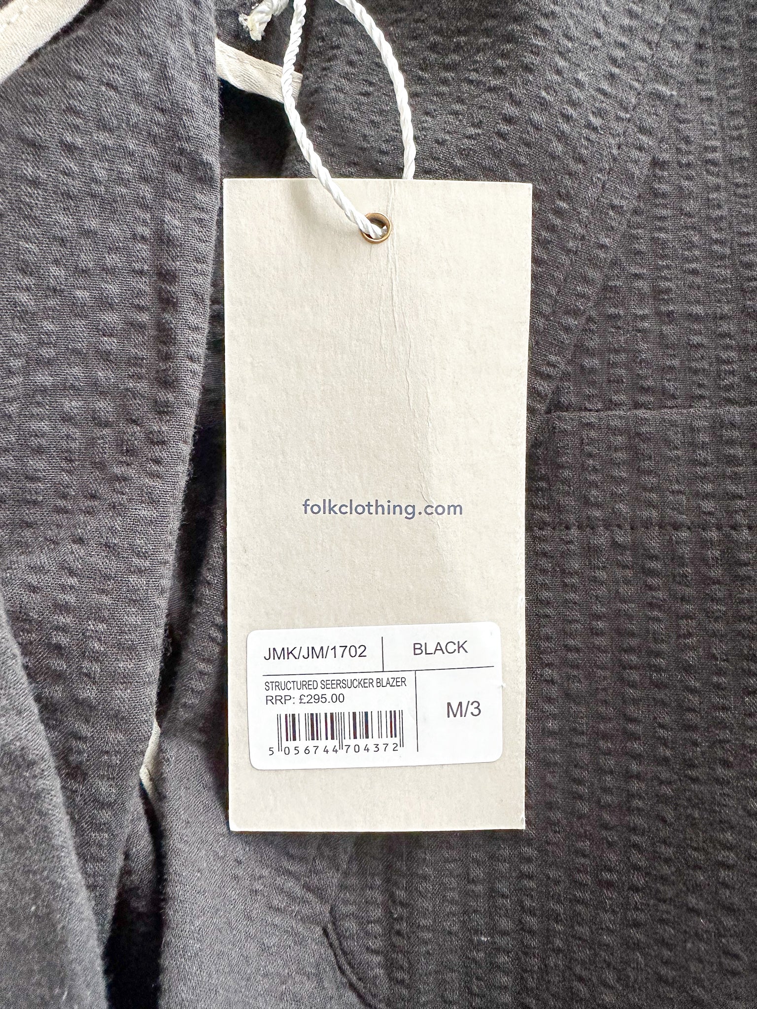 Folk Black Seersucker Cotton Blazer