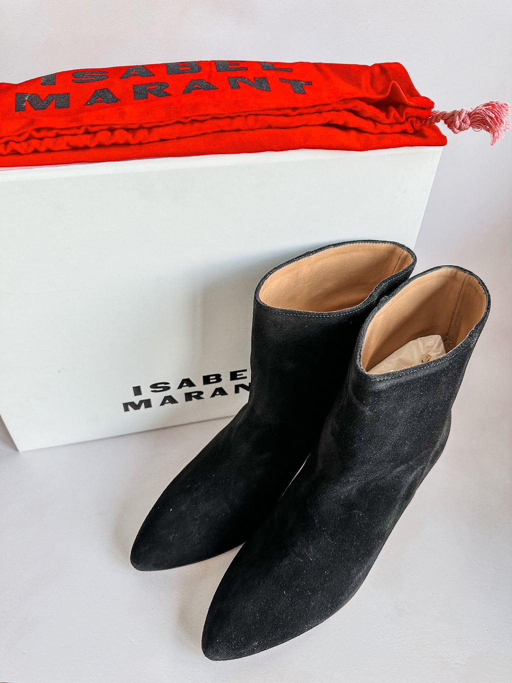 Isabel Marant Black Suede Leather Deone 50mm Ankle Boots