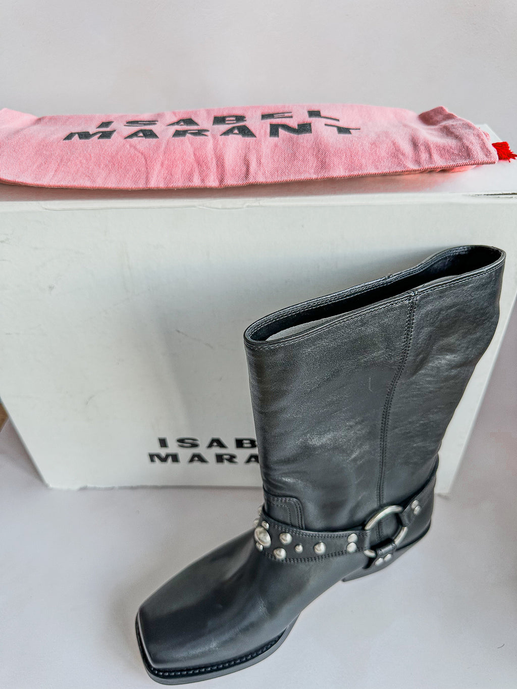 Isabel Marant Antya Black Biker Leather Boots
