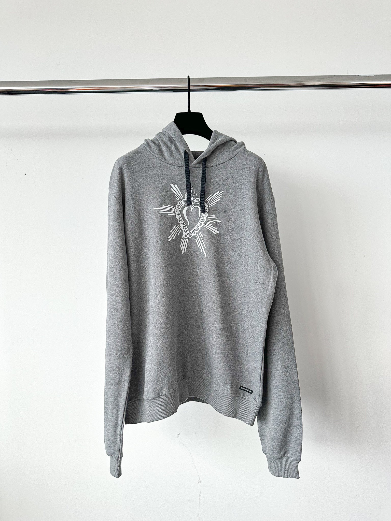 Dolce And Gabbana Grey Heart Crest Men's Hoodie