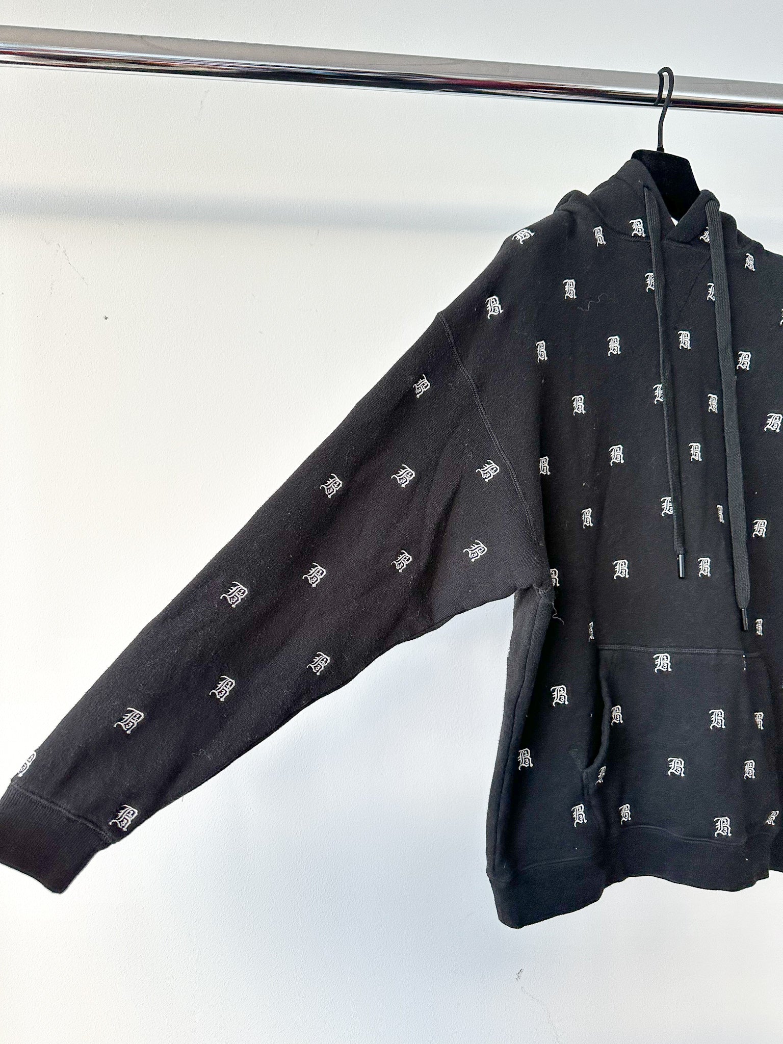 R13 Japanese Fabric Black Embroidered Hoodie