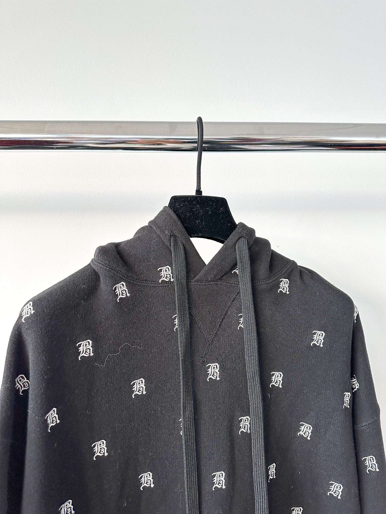 R13 Japanese Fabric Black Embroidered Hoodie