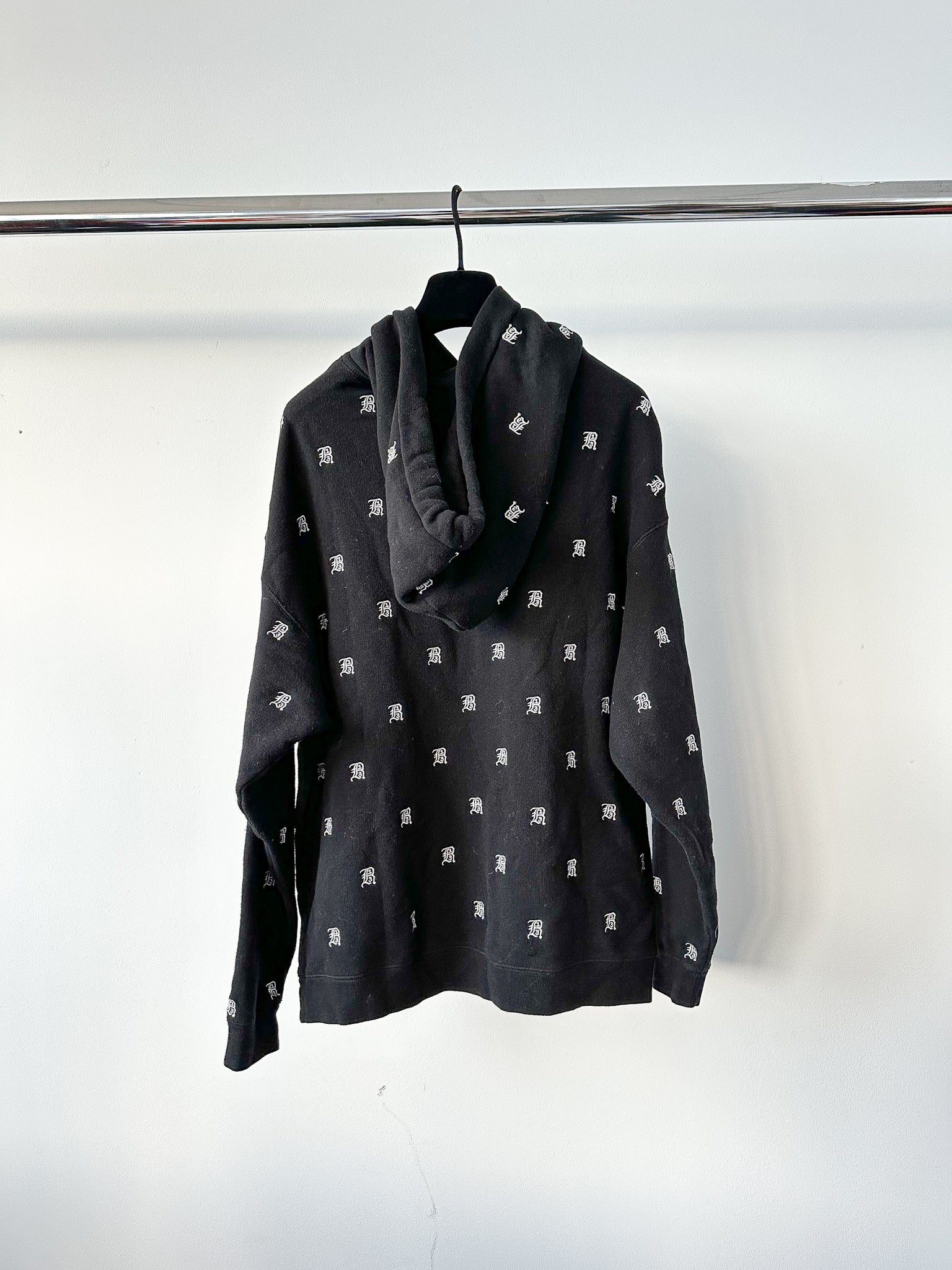 R13 Japanese Fabric Black Embroidered Hoodie