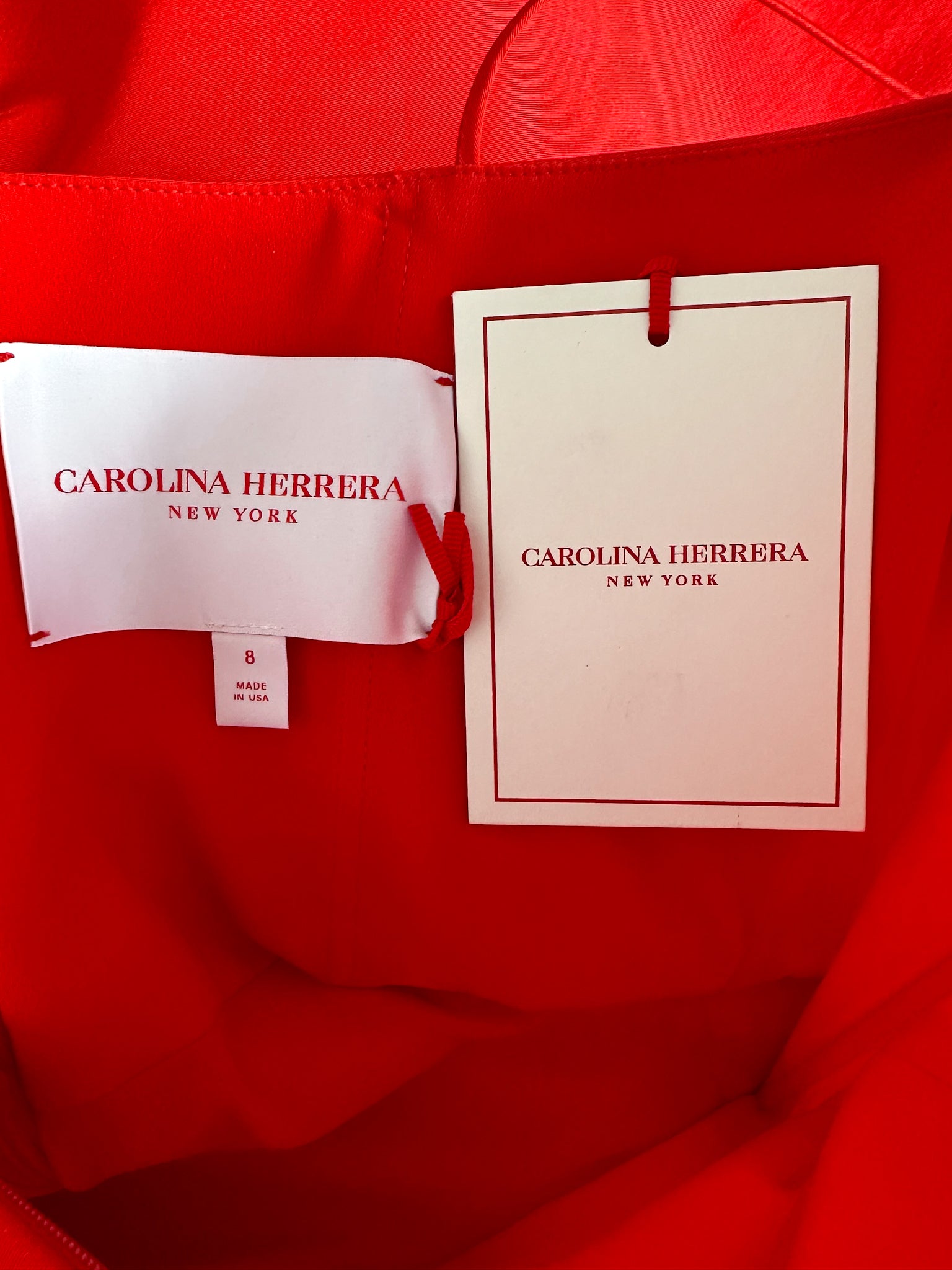 Carolina Herrera Runway Red Wrap Ruched Spaghetti Strap Pencil Silk Dress