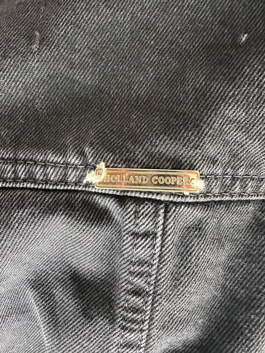 Holland Cooper Denim Gold Button Detail Jumpsuit in Washed Black