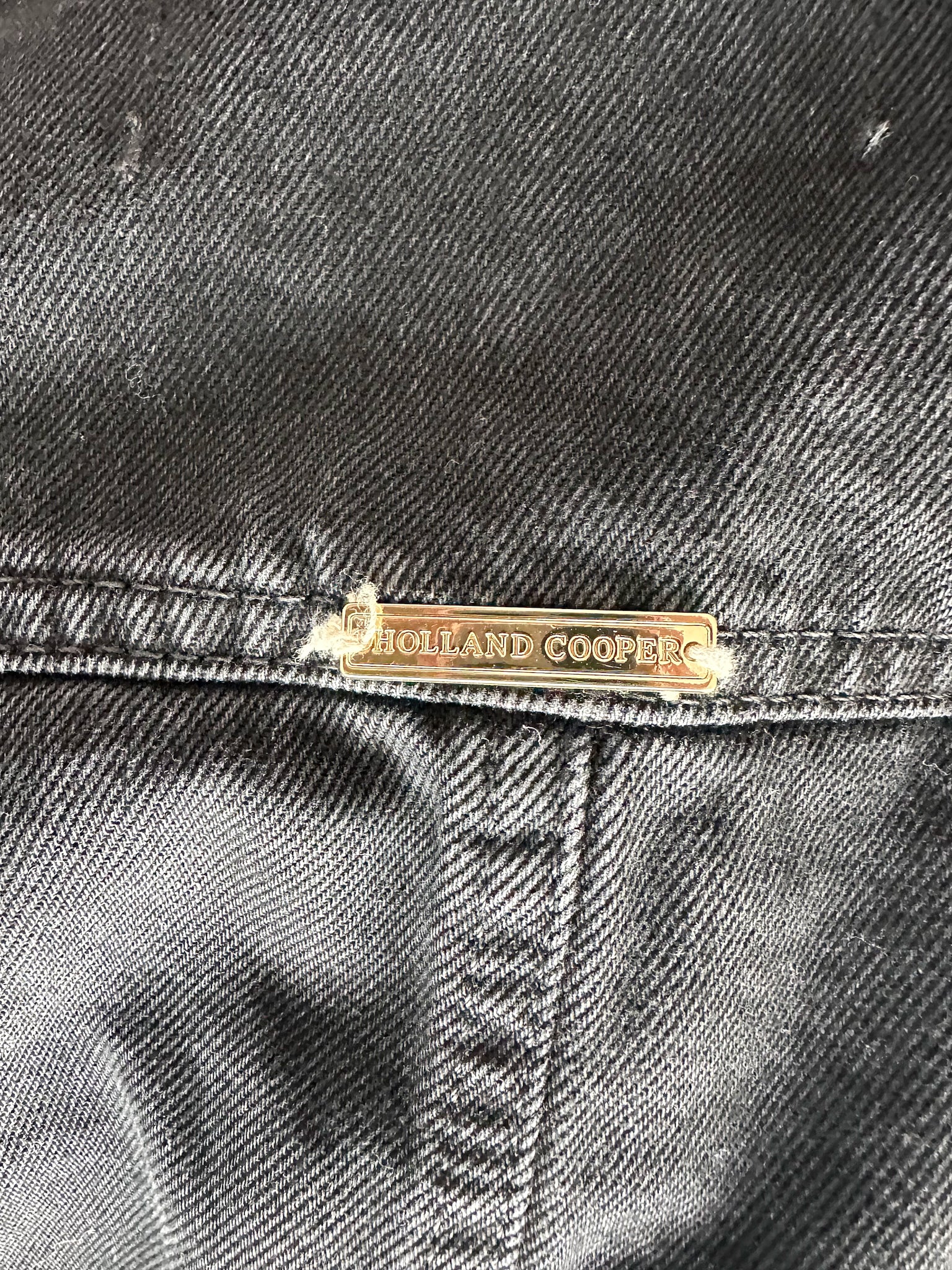 Holland Cooper Denim Gold Button Detail Jumpsuit in Washed Black