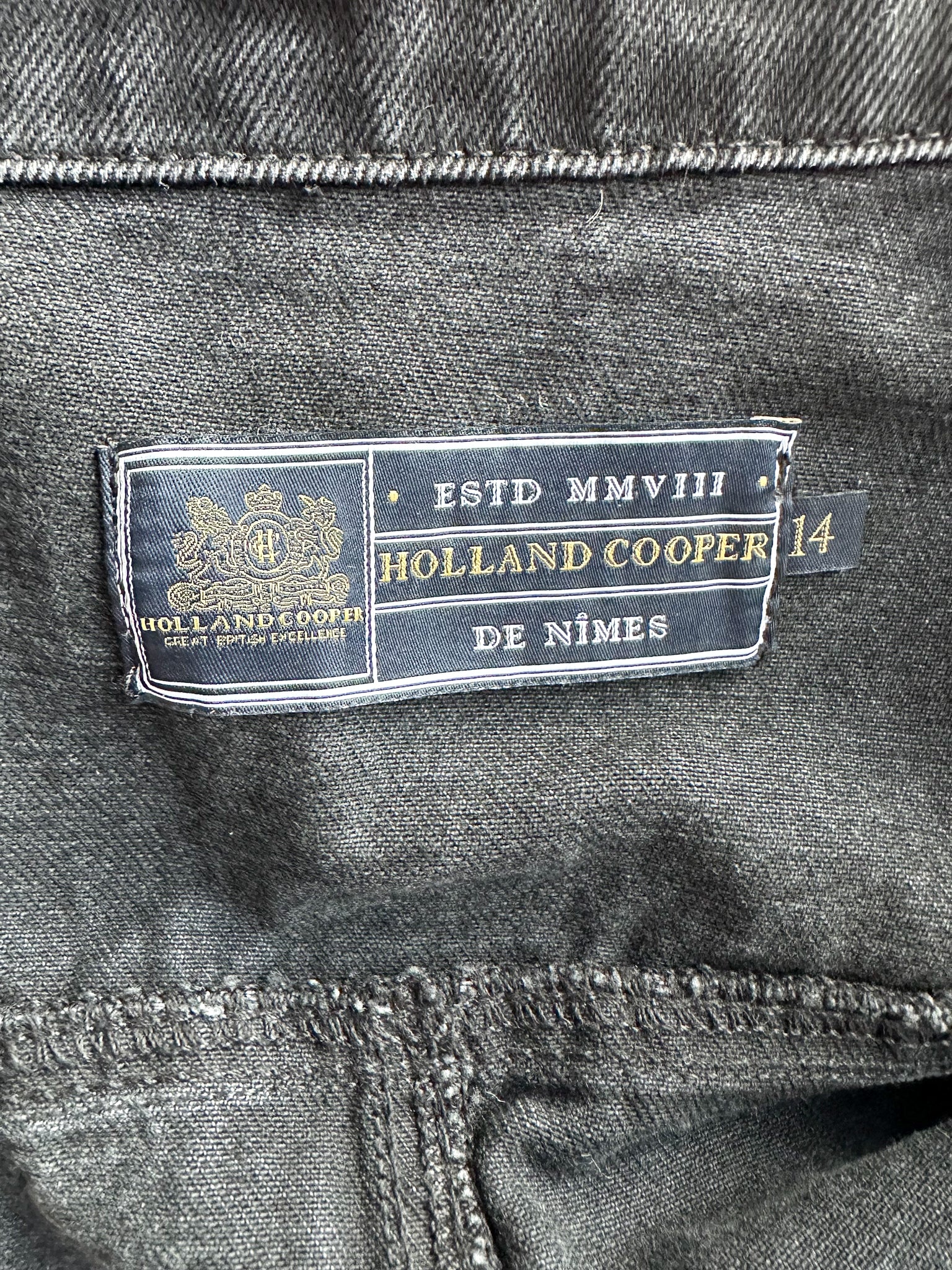 Holland Cooper Denim Gold Button Detail Jumpsuit in Washed Black