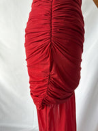 De La Vali Burgundy Red Cairo High Neck Cut-Out Maxi Dress