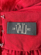 De La Vali Burgundy Red Cairo High Neck Cut-Out Maxi Dress