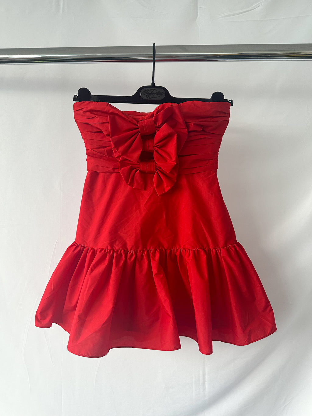 Robe courte rouge Woodlow à nœud LoveShackFancy