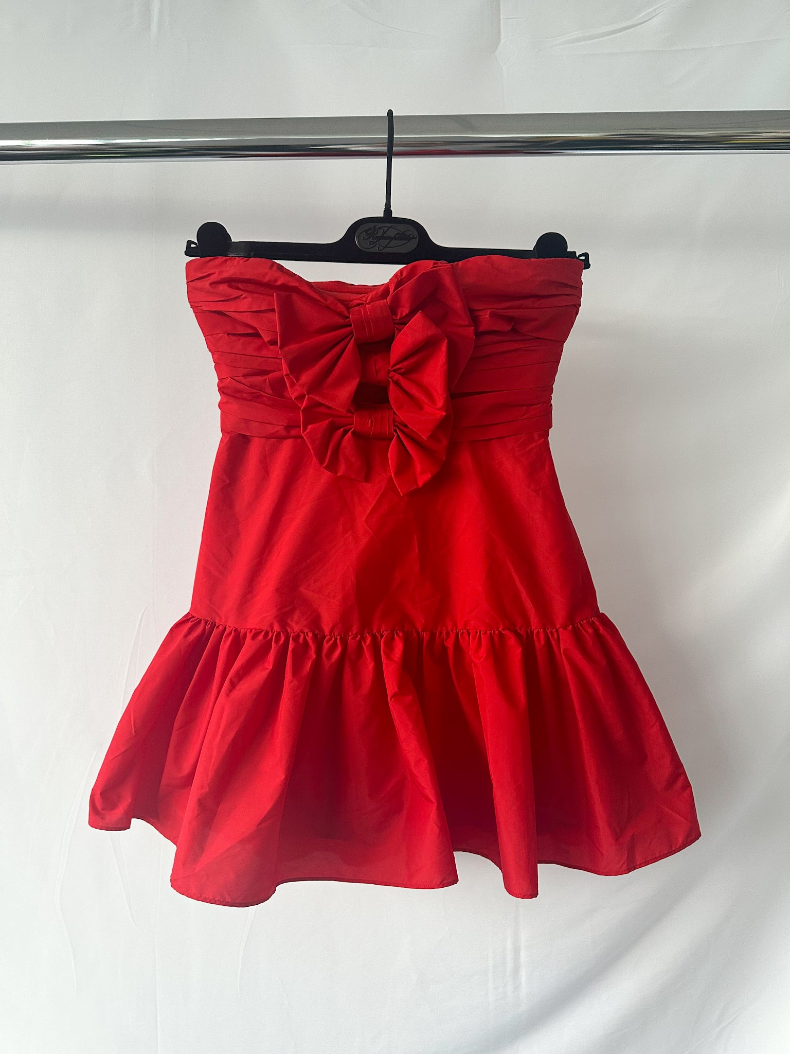 Robe courte rouge Woodlow à nœud LoveShackFancy