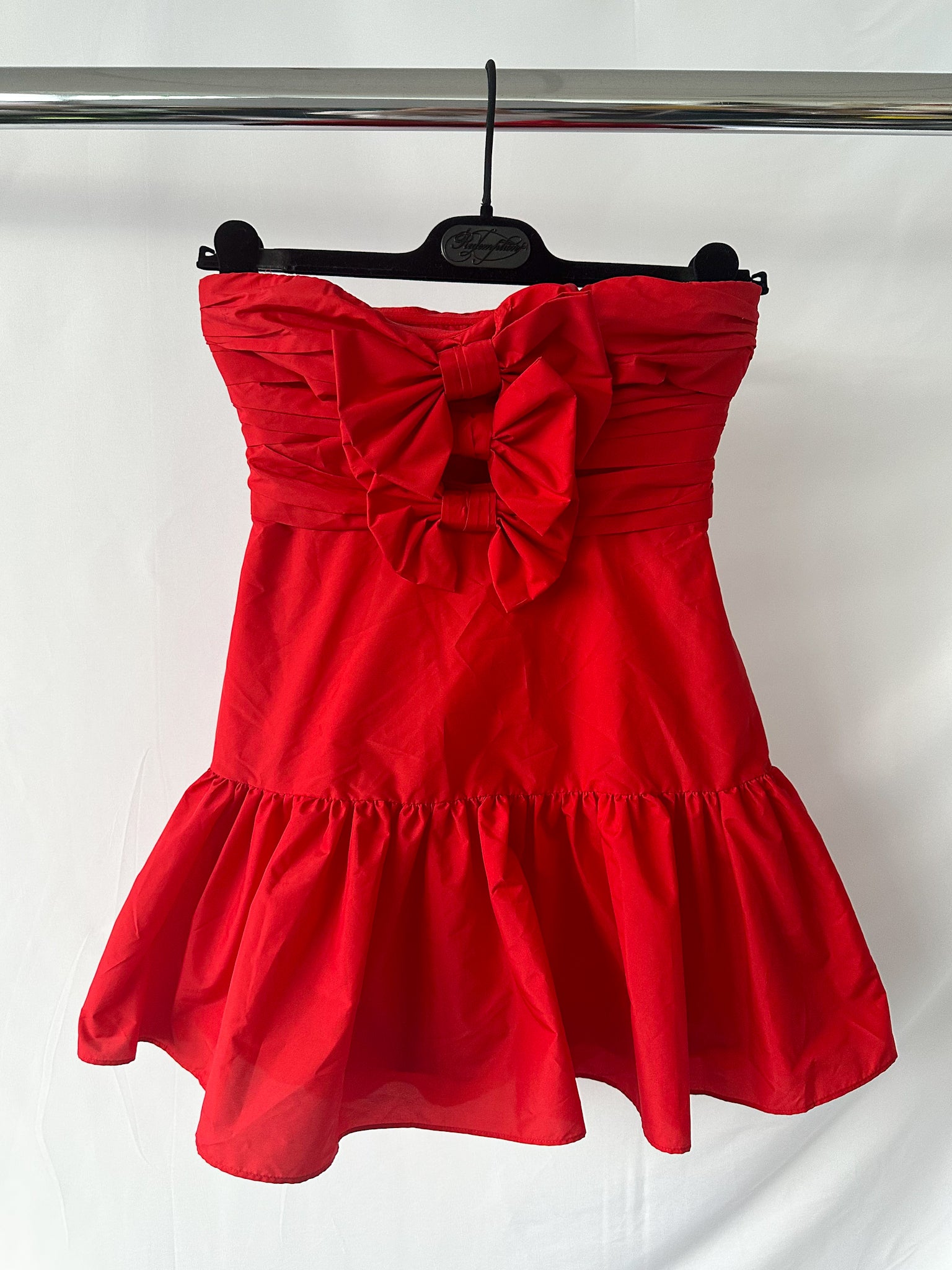 Robe courte rouge Woodlow à nœud LoveShackFancy