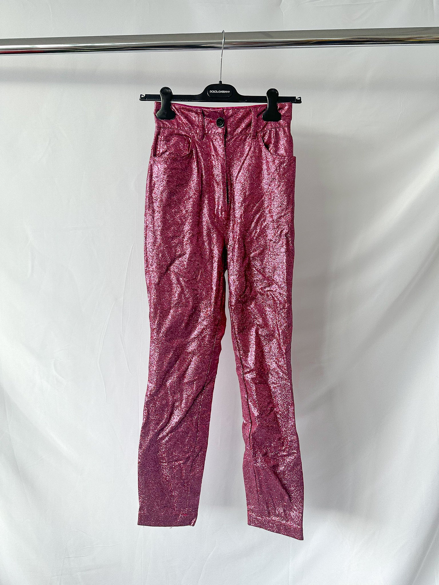 Dolce & Gabbana Pink Glitter Shimmer Sparkly Trousers