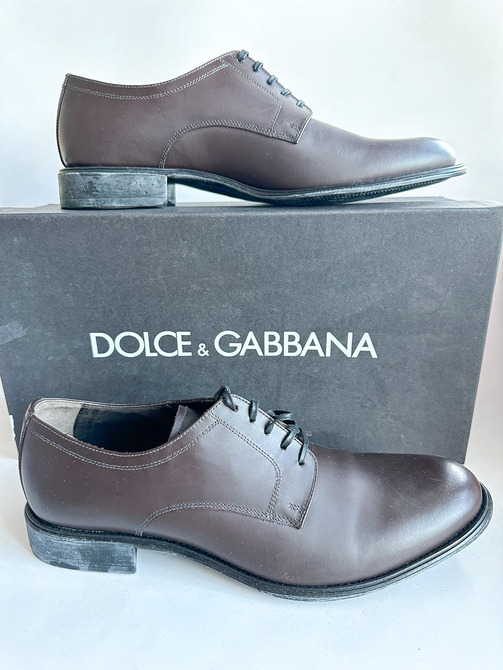 Dolce And Gabbana Brown Faux Leather Derby shoes