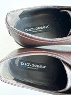 Dolce And Gabbana Brown Faux Leather Derby shoes