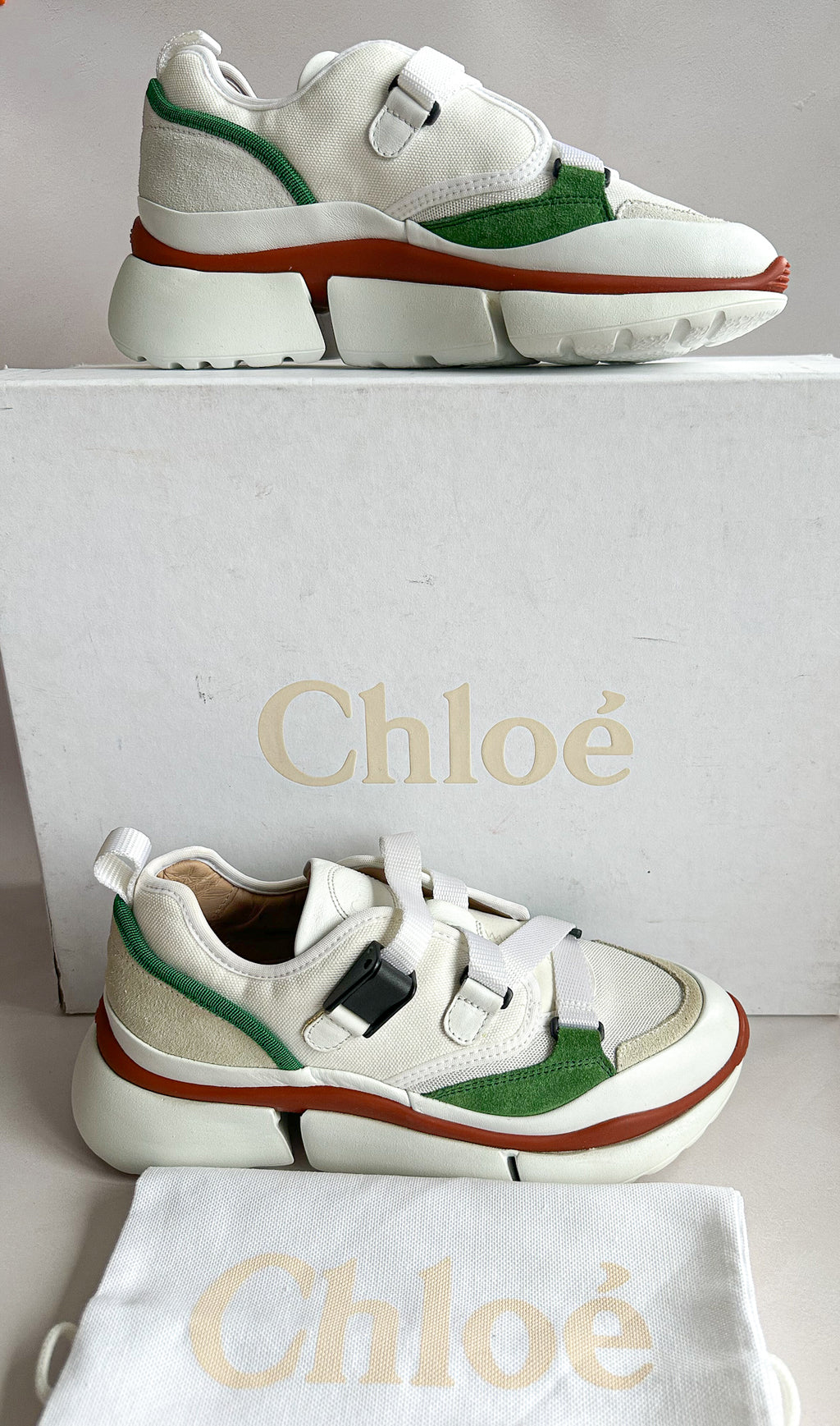Chloé Sonnie Low Top 'Jungle Green' Trainers (FLAWS)