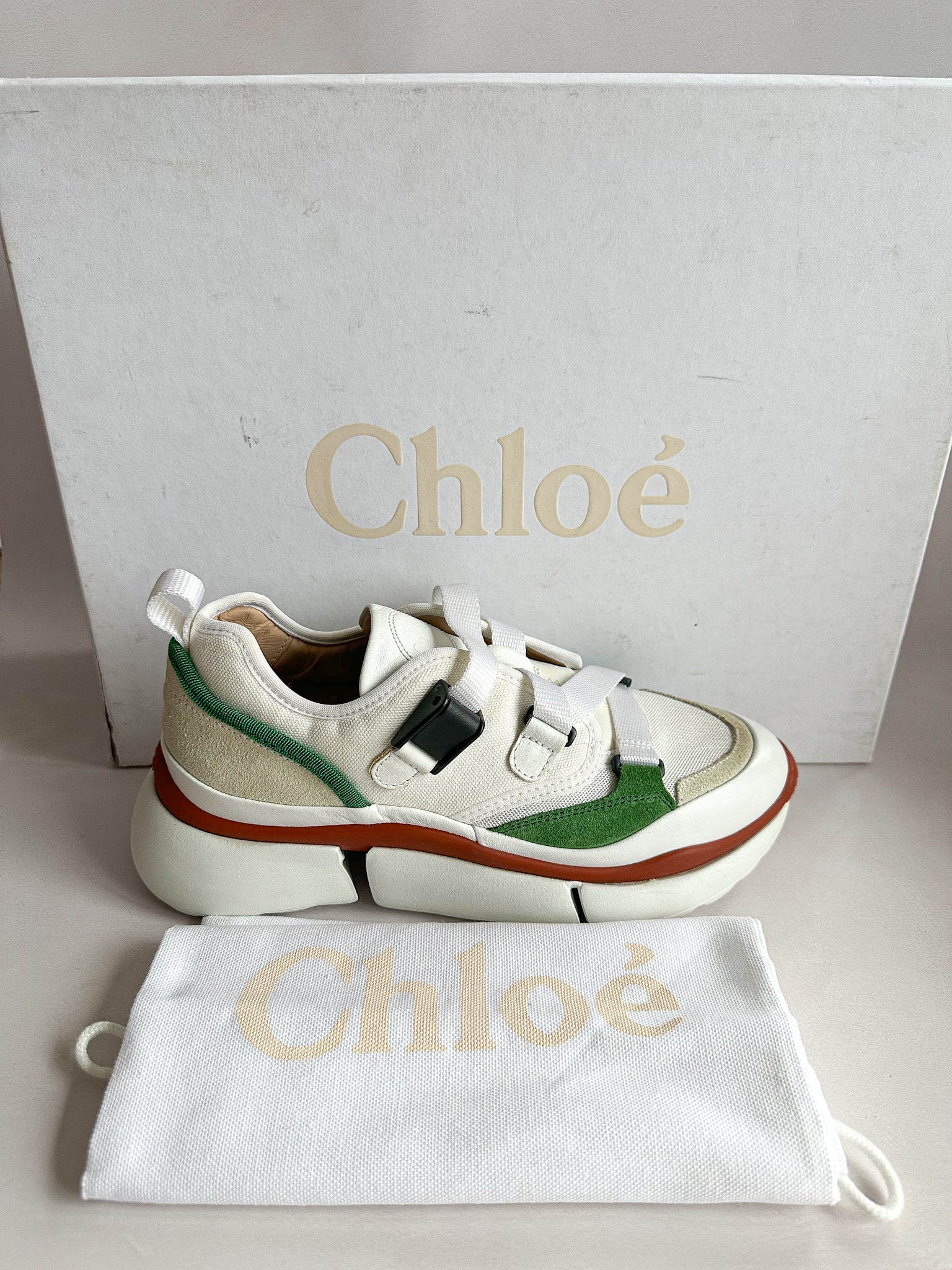 Chloé Sonnie Low Top 'Jungle Green' Trainers (FLAWS)