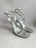 Alexander McQueen Silver Mirror Leather Harness Heeled Sandals 90