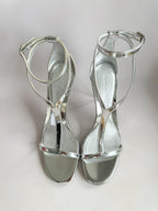 Alexander McQueen Silver Mirror Leather Harness Heeled Sandals 90