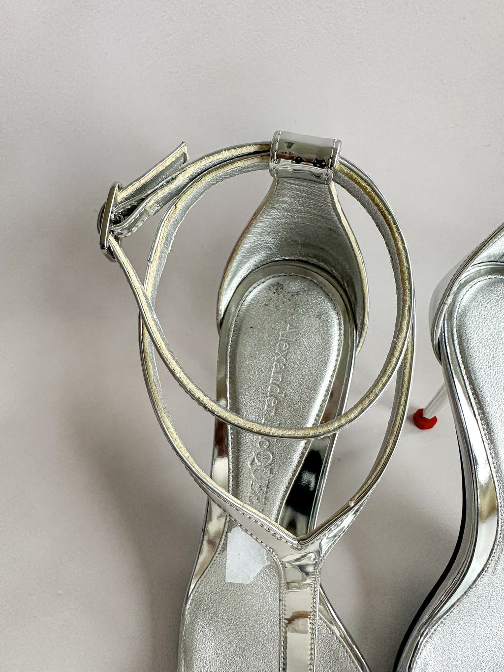 Alexander McQueen Silver Mirror Leather Harness Heeled Sandals 90