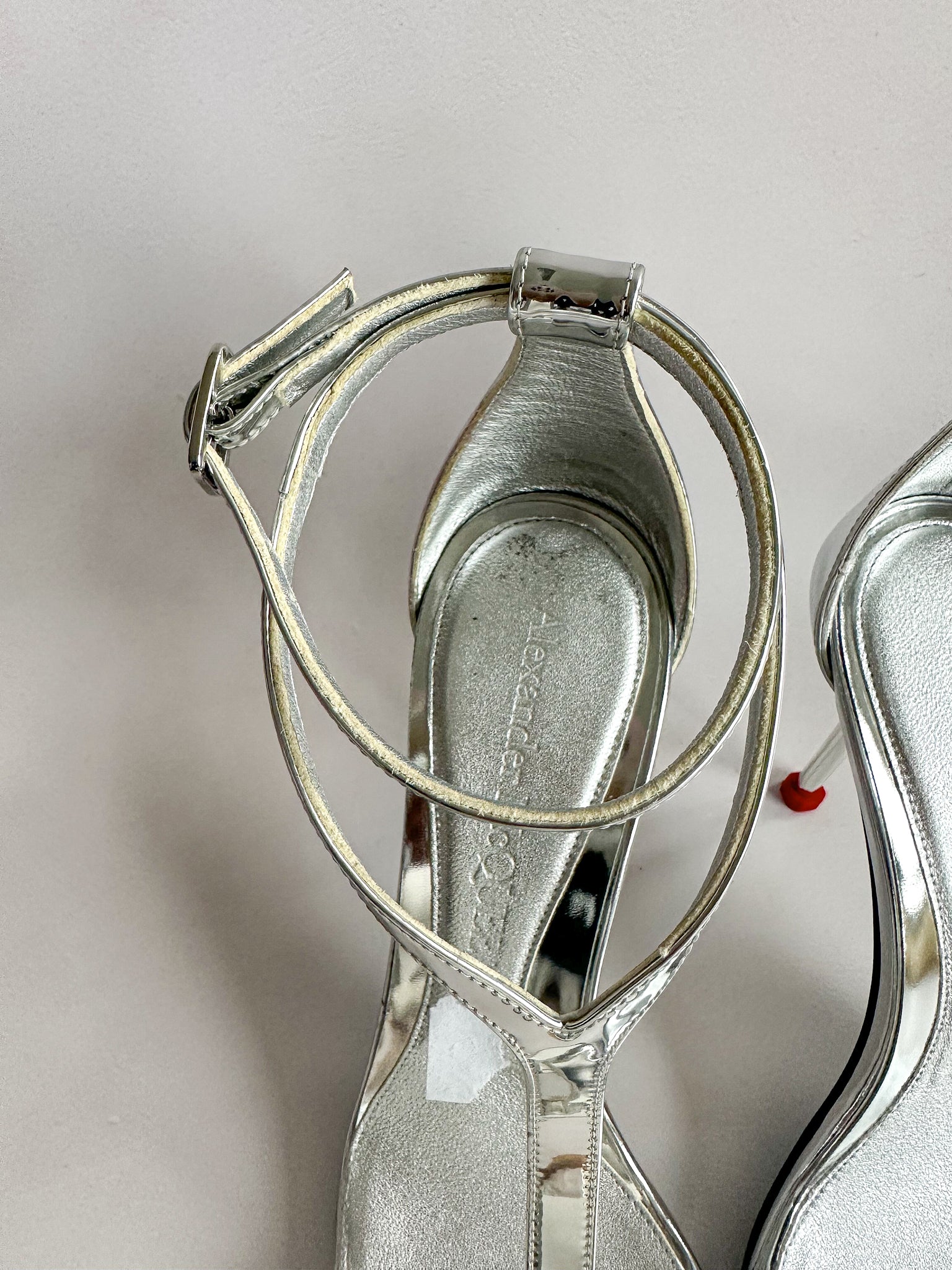 Alexander McQueen Silver Mirror Leather Harness Heeled Sandals 90