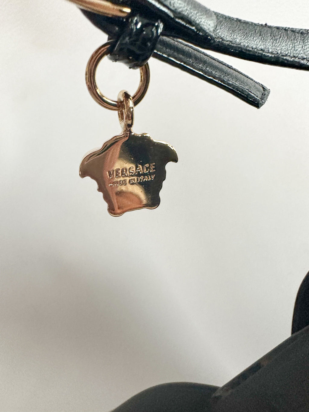 Versace Medusa Aevitas Embellished Black Glossy Patent Leather Platform Pumps