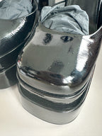 Versace Medusa Aevitas Embellished Black Glossy Patent Leather Platform Pumps