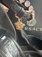 Versace Medusa Charm Aevitas Black Satin Platform Pumps