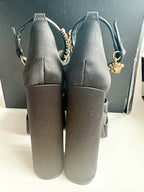 Versace Medusa Charm Aevitas Black Satin Platform Pumps