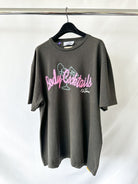 Gallery dept Gray t-shirt with 'Boba Cocktails' text and graphics on a hanger against a white background