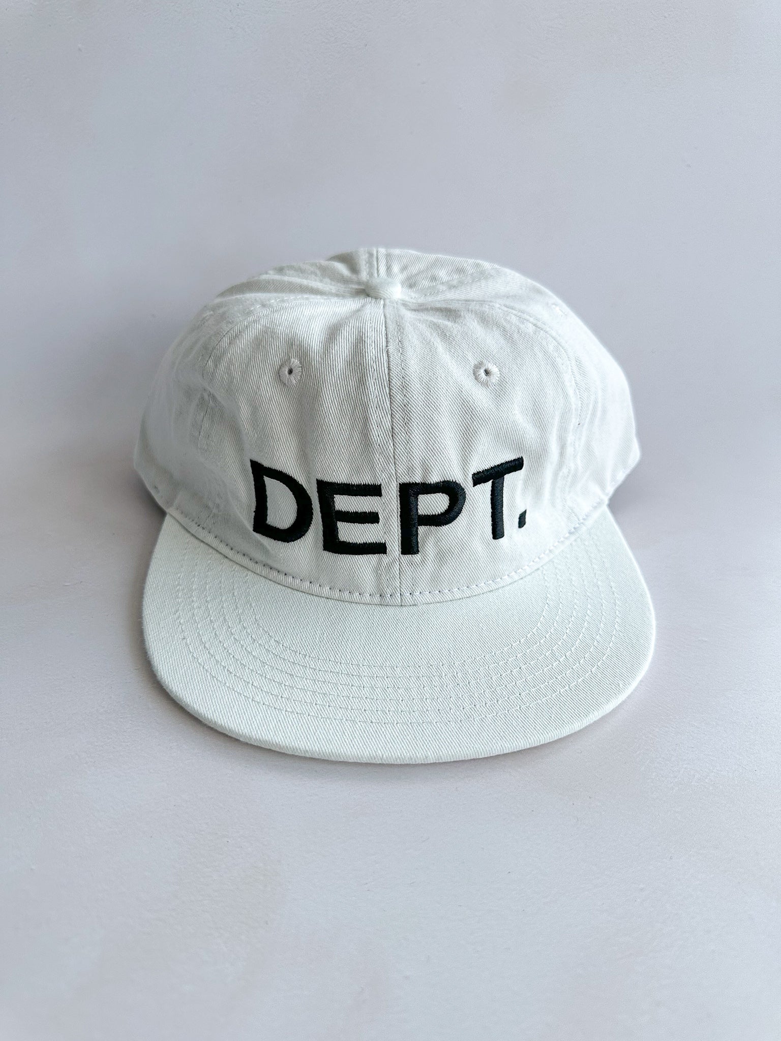 Gallery Dept White cap with 'DEPT.' text on a light gray background