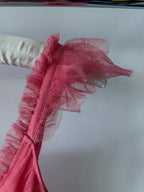 Love Shack Fancy Pink Ruffle V-Neck Zorina Mini Dress