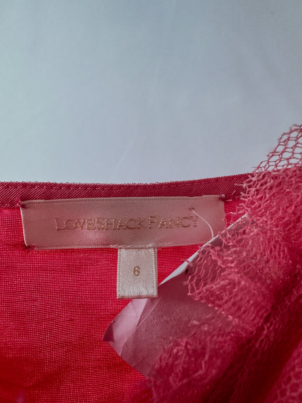 Love Shack Fancy Pink Ruffle V-Neck Zorina Mini Dress