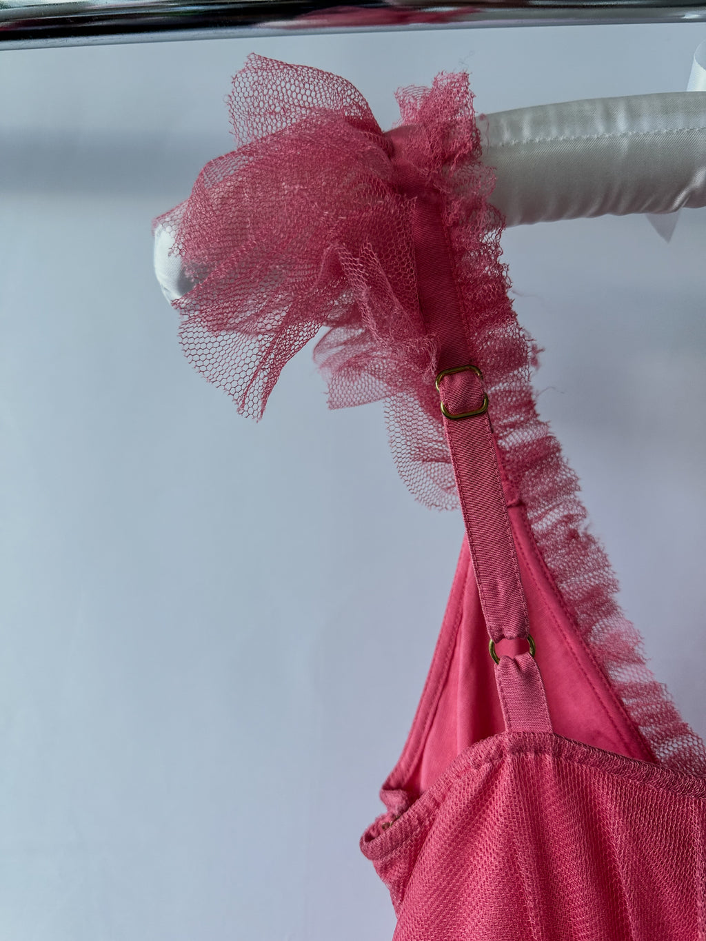 Love Shack Fancy Pink Ruffle V-Neck Zorina Mini Dress