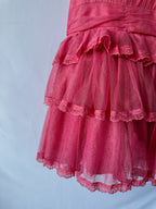 Love Shack Fancy Pink Ruffle V-Neck Zorina Mini Dress