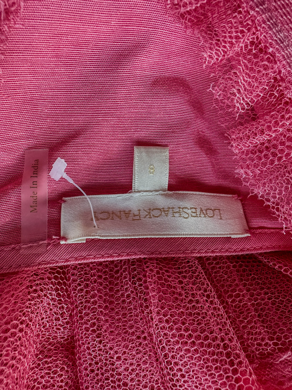 Love Shack Fancy Pink Ruffle V-Neck Zorina Mini Dress