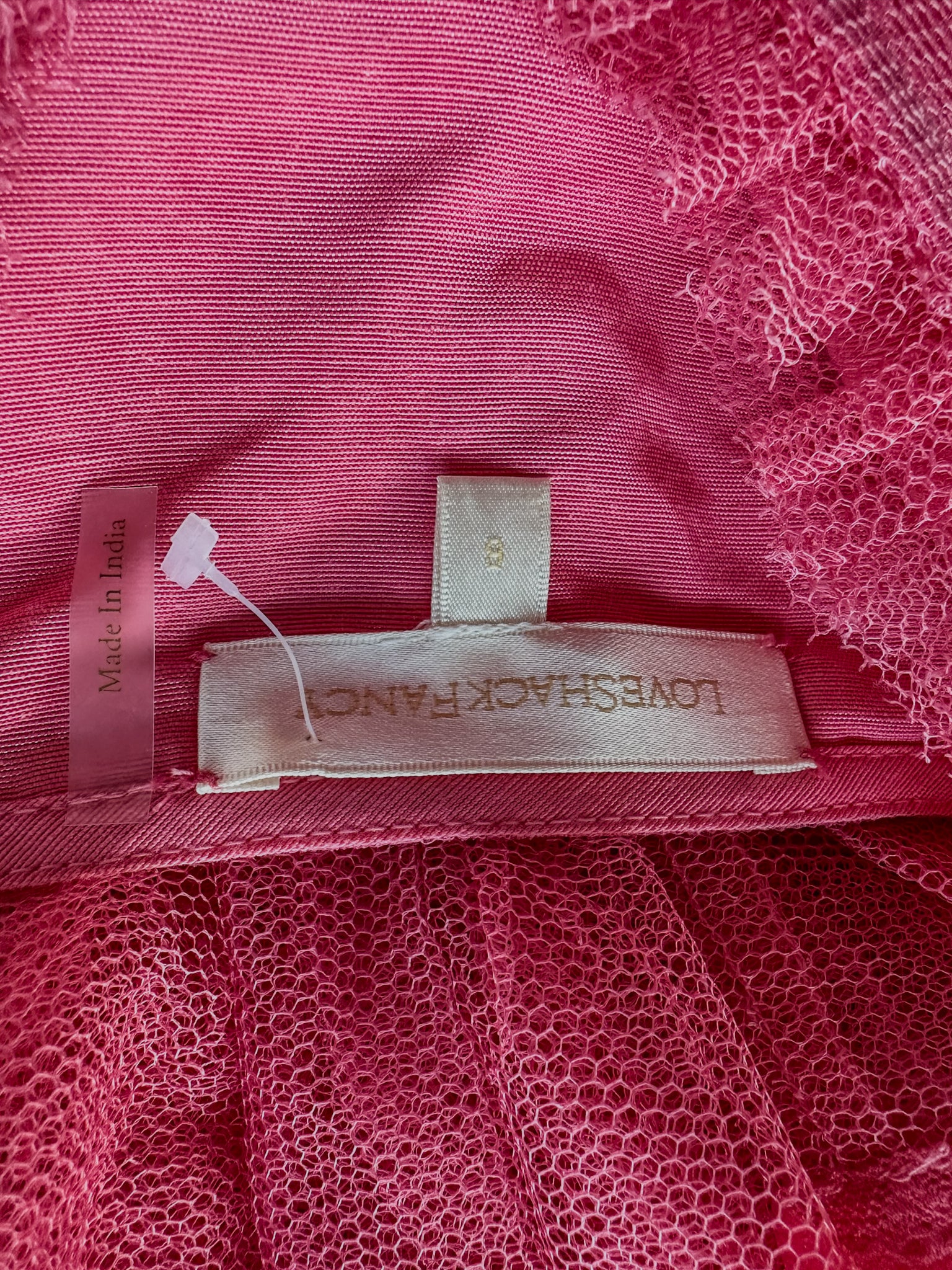 Love Shack Fancy Pink Ruffle V-Neck Zorina Mini Dress