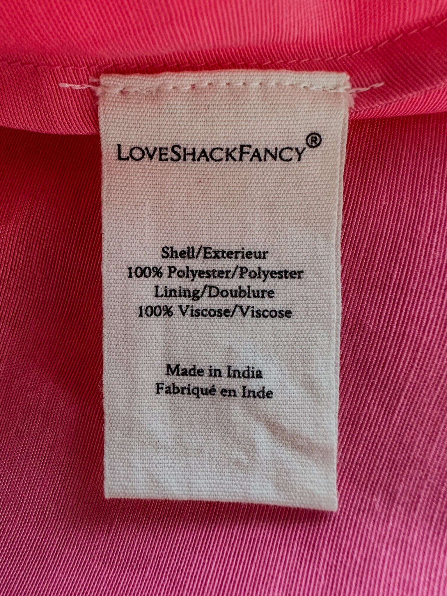 Love Shack Fancy Pink Ruffle V-Neck Zorina Mini Dress