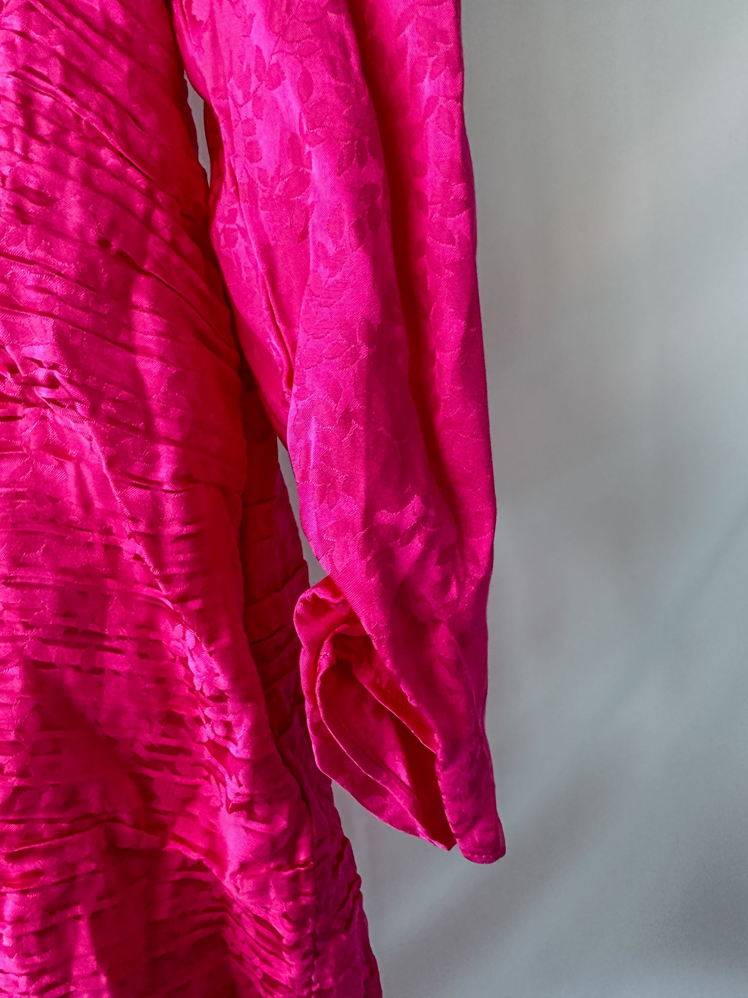 Rixo Ruched Satin Rose Jacquard Pink Mini Dress