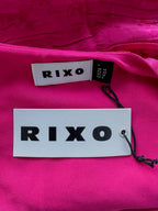 Rixo Ruched Satin Rose Jacquard Pink Mini Dress